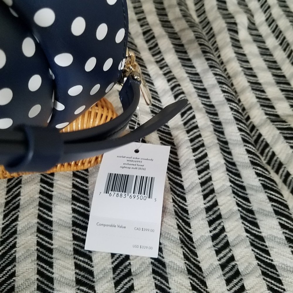 Kate Spade Scarlett Snail Wicker Crossbody Blue - Picture 4 of 11